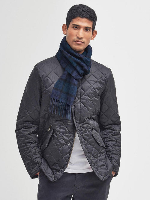Sjaal tartan lamswol klassiek donkerblauw