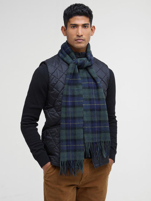 Barbour sjaal tartan lamswol klassiek donkergroen