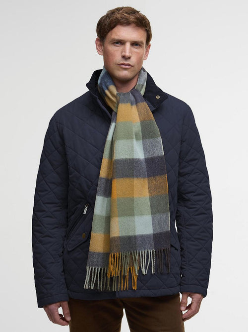 Sjaal tattersall blauw beige