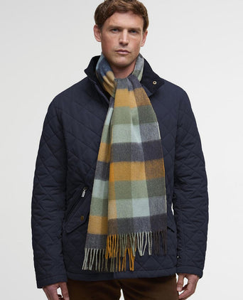 Sjaal tattersall blauw beige