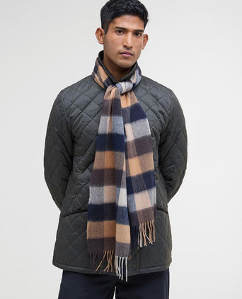 Barbour sjaal tattersall donkerblauw beige