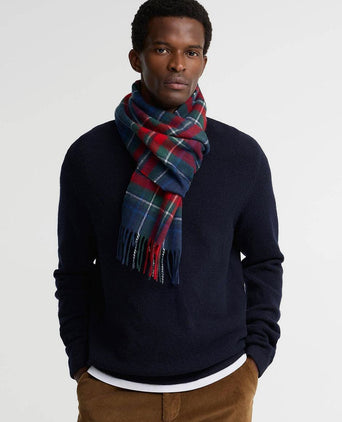 Sjaal tartan wool cashmere donkerblauw