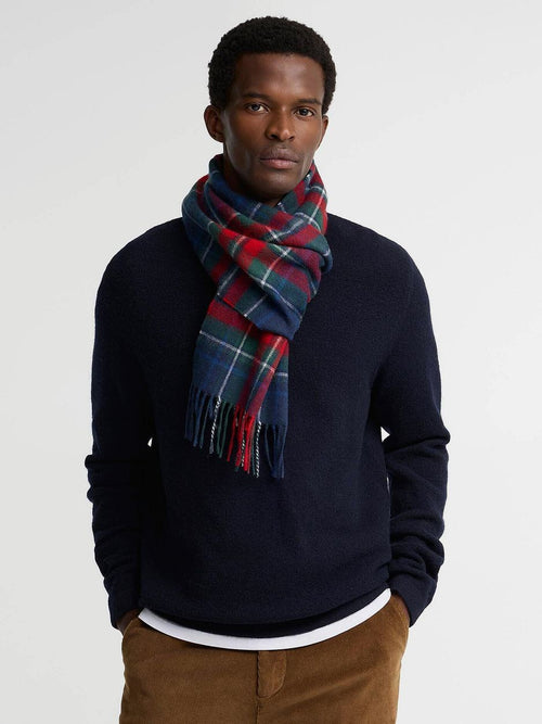 Sjaal tartan wool cashmere donkerblauw