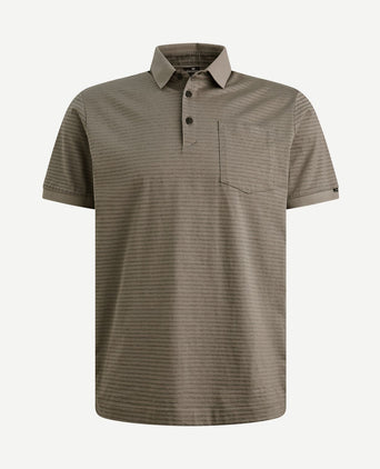 Jersey poloshirt streep taupe