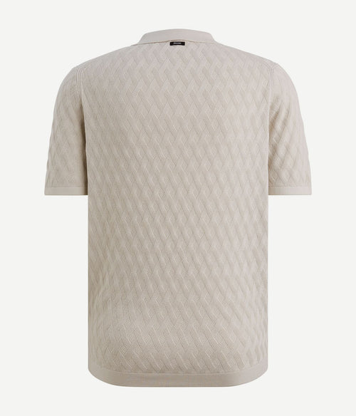 Knitted poloshirt half-zip ecru