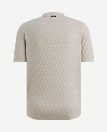 Knitted poloshirt half-zip ecru