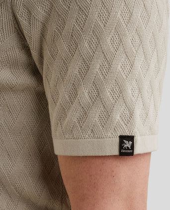 Knitted poloshirt half-zip ecru