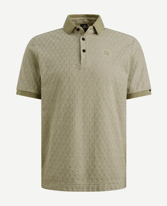 Knitted poloshirt jacquard print groen