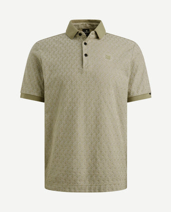 Knitted poloshirt jacquard print groen