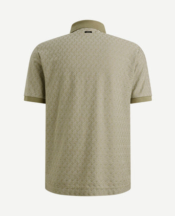 Knitted poloshirt jacquard print groen