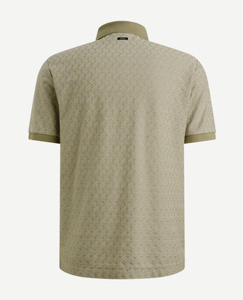 Knitted poloshirt jacquard print groen