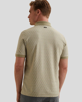 Knitted poloshirt jacquard print groen