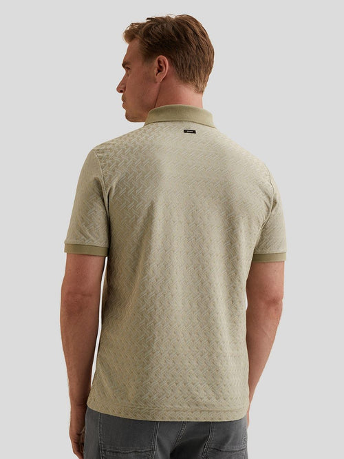 Knitted poloshirt jacquard print groen