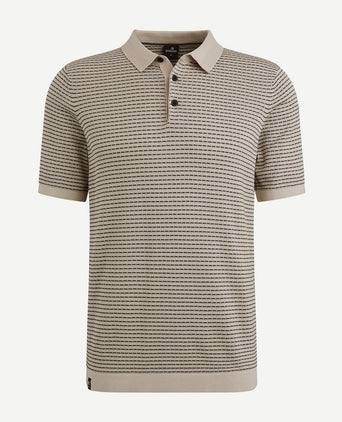 Vanguard knitted poloshirt print beige | Regular-fit
