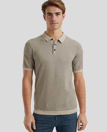 Vanguard knitted poloshirt print beige | Regular-fit