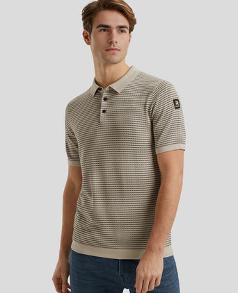 Vanguard knitted poloshirt print beige | Regular-fit