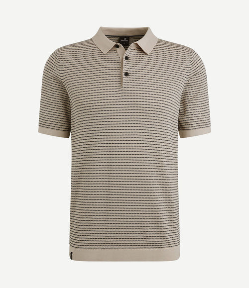 Knitted poloshirt print beige