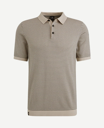 Knitted poloshirt print beige
