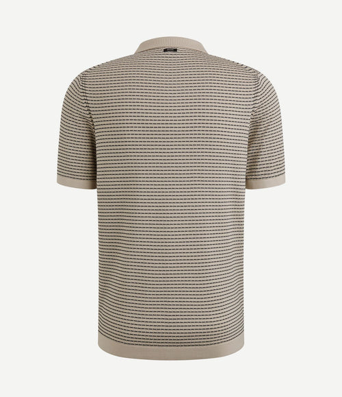 Knitted poloshirt print beige