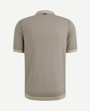 Knitted poloshirt print beige