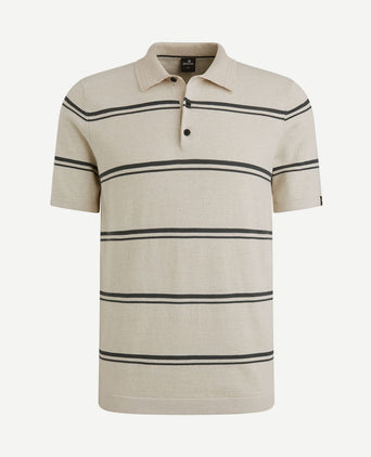 Knitted poloshirt streep beige