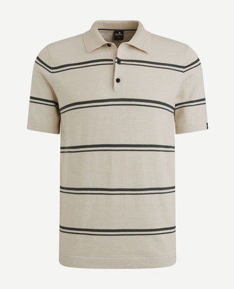 Knitted poloshirt streep beige