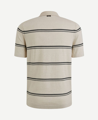 Knitted poloshirt streep beige
