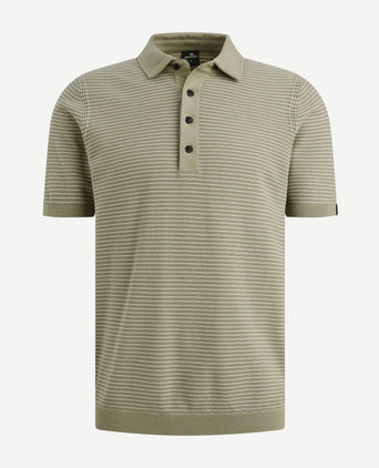 Knitted poloshirt streep groen