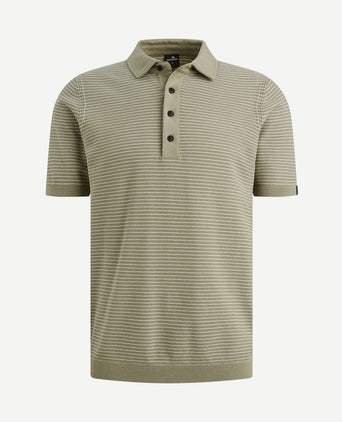 Knitted poloshirt streep groen