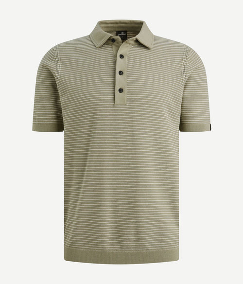 Knitted poloshirt streep groen