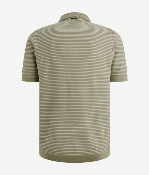 Knitted poloshirt streep groen