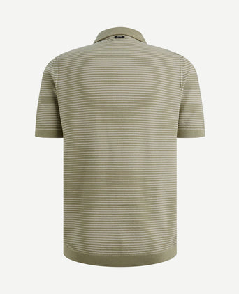 Knitted poloshirt streep groen