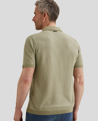Knitted poloshirt streep groen