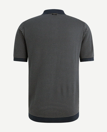 Knitted poloshirt streep donkerblauw