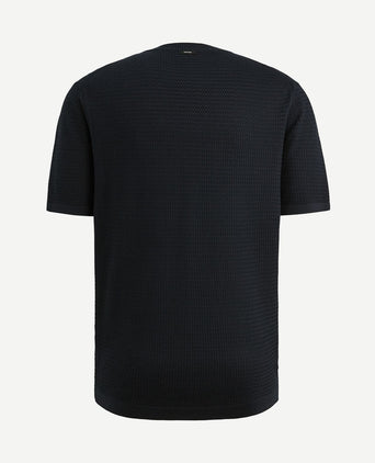 Knitted t-shirt donkerblauw