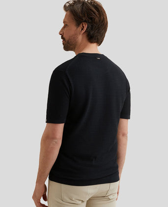 Knitted t-shirt donkerblauw
