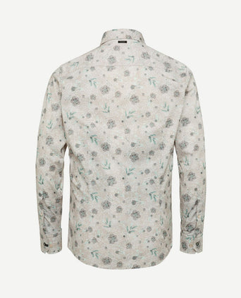 Overhemd bloemen beige