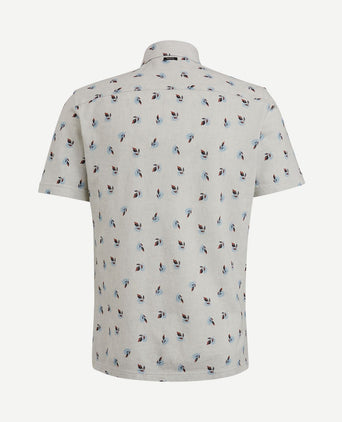 Short sleeves overhemd print grijs