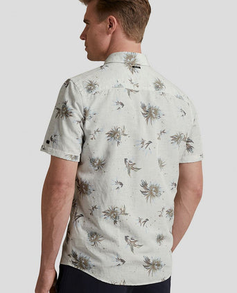 Short sleeves overhemd bloemen ecru