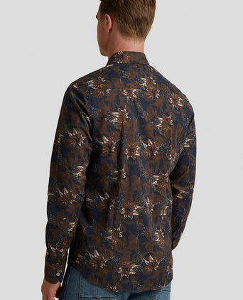 Overhemd print donkerblauw