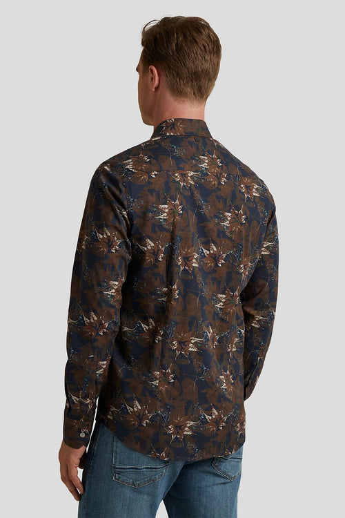Overhemd print donkerblauw