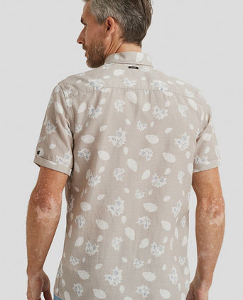 Short sleeve overhemd linnen beige