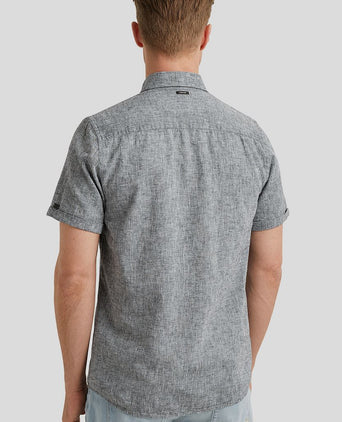 Short sleeve overhemd linnen antraciet