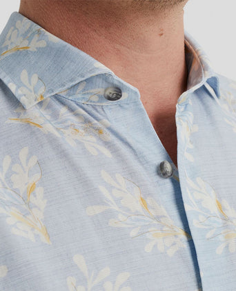 Short sleeve overhemd linnen lichtblauw