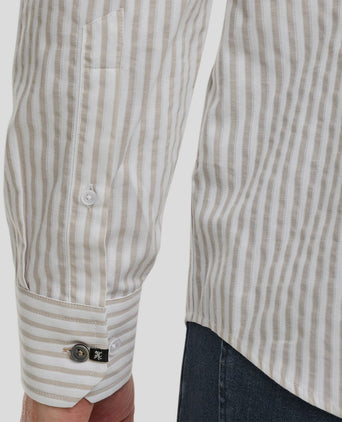 Overhemd dobby streep beige