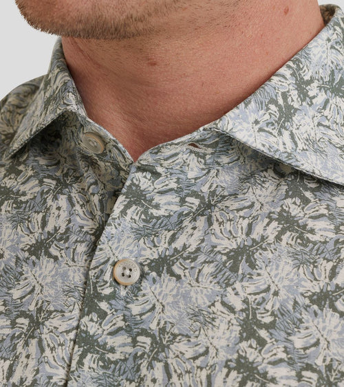 Short sleeve overhemd print blauw groen