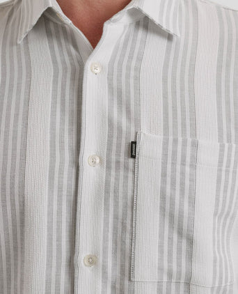 Short sleeve overhemd dobby streep groen
