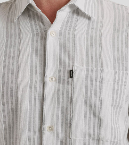 Short sleeve overhemd dobby streep groen