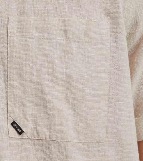 Short sleeve overhemd linnen blend ecru