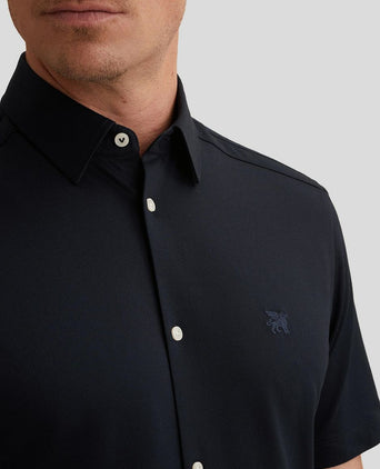 Short sleeve overhemd jersey donkerblauw